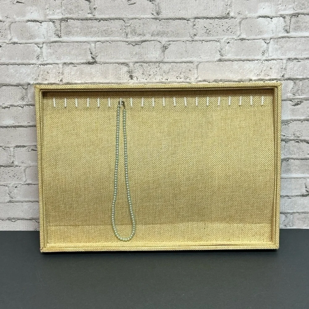 Jewelry Display Tray Organizer 20 Hooks for Necklaces Earrings Tan